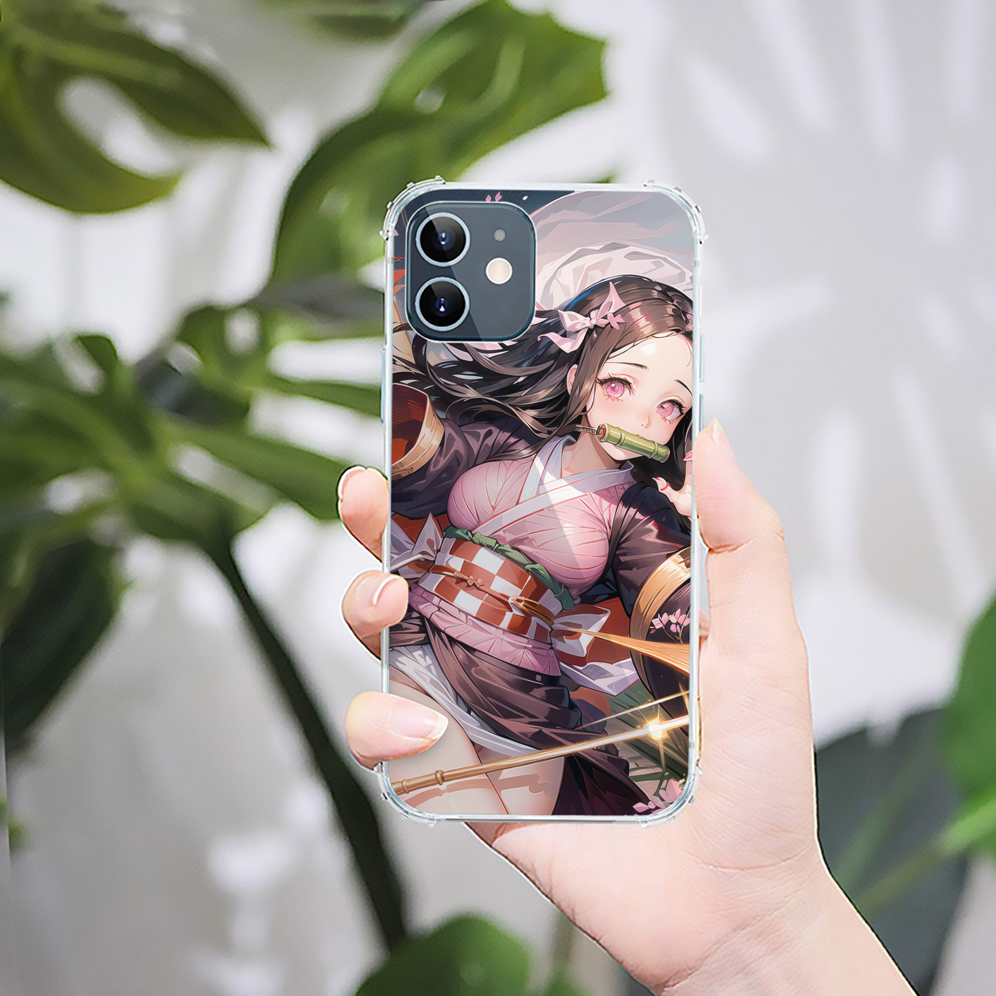 （画像用） 鬼滅の刃（きめつのやいば）竈門 禰󠄀豆子／かまど ねずこ Kamado Nezuko 【iPhone 12シリーズ対応】透明スマホケース（クリアソフトケース）